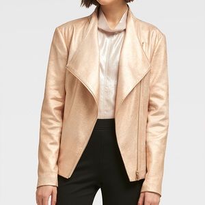 DKNY | Rose Gold Faux Suede Moto Jacket - Women XL
